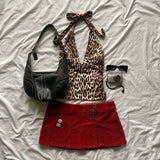 Cifeeo-Vintage Leopard pattern halter neck vest rock aesthetic retro chic Y2K emo girls commuting all-match sexys sports slim women's tank tops