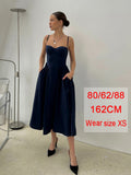 Cifeeo-Summer Elegant Midi A Line Dress Lovely V Neck Spagehetti Strap Holiday Party Dress Casual Women New Arrivals 2025
