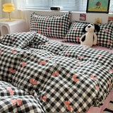 Cifeeo-2025 Spring Bedding Set Pink Grid Bedding Set 2025 New Green Blue Boys Girls Duvet Cover No Filler Pillowcase Flat Sheet Twin Queen Hotel Home Bedspread