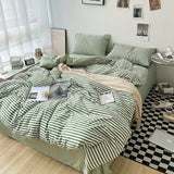 Cifeeo-Striped Plaid Series Bedding Comforter sets Duvet Cover bedsheets set with Pillowcase Bedding Linens Set for Queen/King Bed