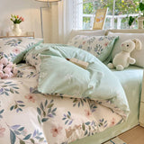 Cifeeo-2025 Spring Bedding Set Simple Leaves Duvet Cover Set Floral Printed with Sheet Pillowcases No Filler Soft Bed Linen Full Queen Size Home Bedding Set