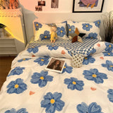 Cifeeo-2025 Spring Bedding Set Ins Pink Flowers Bedding Set Fashion Flat Sheet Duvet Cover No Filling Pillowcase Twin Full Queen Nordic Boy Girl Bed Linen