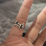 Cifeeo-Vintage Jewelry Y2K Style Gothic Irregular Gemstone Ring Aesthetic Girls Adjustable Black Stone Ring Women's Liquid Punk Ring Vintage Jewelry Accessories