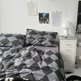 Cifeeo-2025 Spring Bedding Set Fashion Bedding Set Hot Checkerboard Boys Girls Single Double Queen Size Flat Sheet Quilt Duvet Cover Pillowcase Bed Linens