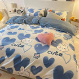 Cifeeo-2025 Spring Bedding Set Nordic Pink Checkerboard Duvet Cover Sets With Pillowcases Flat Sheet Kids Girls Boys Full Queen Twin Size Kawaii Bedding Kit