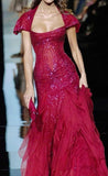 Cifeeo-back to school outfits nye outfits Valentine's Day outfits Elegant Sheath Strapless Burgundy Floor-length Chiffon Long Evening Dress Prom Dresses CIF2059