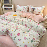 Cifeeo-2025 Spring Bedding Set Cute Bear Duvet Cover Set with Flat Sheet Pillowcases Twin Double Queen Size Bed Linen Boys Girls Home Gift Bedding Textile