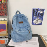 Cifeeo-back to school gifts Fashion Washed Denim Women Travel Backpack Mochila Solid Color Shopping Bag Teenagers School Bags Large Bookbag Bolsas Femenina