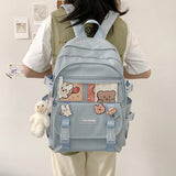 Cifeeo-back to school gifts 2025 New  Fashion Women Backpack For Teenager Kawaii Girl Female School Bag Nylon Black Cute Students Bookbag Colourful Blue