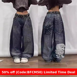 1980s fashion trends American Retro Street Hip Hop Jeans Men's and Women's 2024 Summer E-Commerce Y2K Wide Leg Jeans