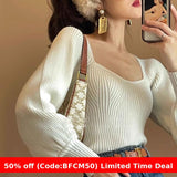 business casual outfits Women's High-Quality Thick French-Style Sweater Top New Retro Lantern Sleeve Slimming Bottoming Sweater