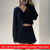 1980s fashion trends Short Knitted Cardigan Women's 2024 Autumn V-neck Solid Color Lantern Sleeve Sweater Women's Coat