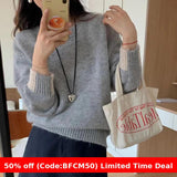 business casual outfits Korean Style Loose plus Size Sweater Women's Pullover round Neck Lazy Style Color Matching Long Sleeve Sweater Autumn and Winter Thickened