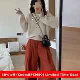 business casual outfits Korean Style Loose plus Size Sweater Women's Pullover round Neck Lazy Style Color Matching Long Sleeve Sweater Autumn and Winter Thickened