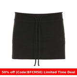 business casual outfits Women's Basic Solid Color Low Waist Elastic Drawstring A- line Hip Skirt Side Slit Hot Girl Casual Sports Pantskirt