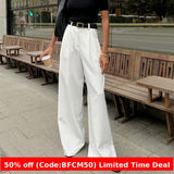 business casual outfits Pure White Trousers for Women 2024 Autumn and Winter High Waist Wide-Leg Pants Elegant Commuter Casual Trousers