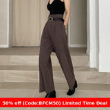 business casual outfits Chic Retro Lapel Loose Short One Button Suit Jacket + High Waist Long Wide Leg Suit Pants Suit