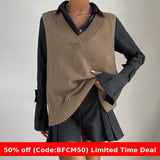 business casual outfits Spring and Autumn Solid Color Inner Vest Women's Elegant V-neck Sleeveless All-Match Vest Vest