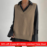 business casual outfits Spring and Autumn Solid Color Inner Vest Women's Elegant V-neck Sleeveless All-Match Vest Vest