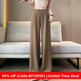 business casual outfits Suit Wide-Leg Women's Summer Thin New High Waist Draping Pants Women's Loose Slimming Casual Straight Pants Fashion Batch