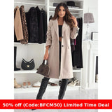 winter outfits men Autumn and Winter Simple Long Sleeve Solid Color Woolen Coat Women's Clothing