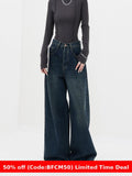 winter outfits men American-Style Retro Dark Straight Jeans Women's Spring plus Size Chubby Girl Loose Wide-Leg Trousers