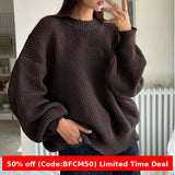 winter outfits men Women's Autumn and Winter Solid Color Sweater Fashion Pullover round Neck Long Sleeve Loose Knitted Top