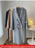 winter outfits men Double-Sided Cashmere Coat Long Loose Suit Collar over the Knee Woolen Coat High-Grade