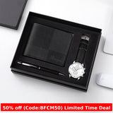 Cifeeoshop Christmas gifts idea Cyber Monday 2024 Business Gift Suit Wallet Pen Men's Quartz Watch Suit