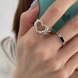 Cifeeo-Vintage Jewelry Y2K Style 1PC Vintage Black Big Cross Open Ring For Women Party Jewelry Men Trendy Gothic Metal Color Finger Ring