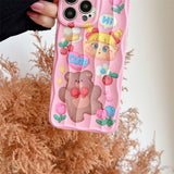 Cifeeo-gifts Cute Pink Oil Painting Bear Phone Case