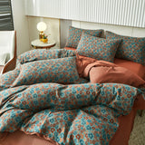 Cifeeo-A++ 100% Cotton Soft Bedding Set Stripe Printing Duvet Cover with Pillow Case Flowers Quilt Cover Pillowcases Sets