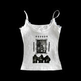 Cifeeo-vintage outfits Y2K Punk Rock Aesthetic Harajuku Retro Casual Tank Tops Gothic Emo Girls Sleeveless Crop Tops Sexy Chic Slim Fashion Streetwear