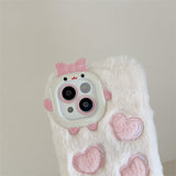 Cifeeo-gifts Monster Plush Embroidered Heart Phone Case