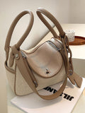 CIFEEO - Two Tone Twist Lock Double Zipper Bucket Bag  - Women Shoulder Bags