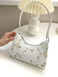 CIFEEO - Floral Embroidered Baguette Bag  - Women Shoulder Bags