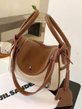 CIFEEO - Two Tone Twist Lock Double Zipper Bucket Bag  - Women Shoulder Bags