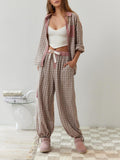 Cifeeo- Pink Loose Splice Pajama Set