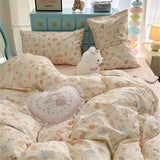 Cifeeo-2025 Spring Bedding Set Cute Cartoon Bedding Set New No Filler Ins Soft Duvet Cover Flat Sheet Pillowcases Twin Queen Size Girls Boys Comforter Cover