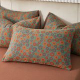Cifeeo-A++ 100% Cotton Soft Bedding Set Stripe Printing Duvet Cover with Pillow Case Flowers Quilt Cover Pillowcases Sets