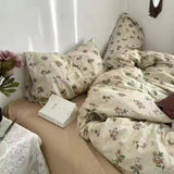 Cifeeo-2025 Spring Bedding Set Floral Korean Style Duvet Cover Set No Filler Pillowcase Flat Sheet Twin Queen Size Boys Grils Romantic Bedding Kit