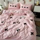 Cifeeo-Washed Cotton Bedding sets Bow Tie Duvet Cover bed sheets with Pillowcase Bedding Linens Set for Queen/King edredones de cama