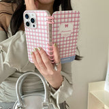 Cifeeo-gifts Simple Blue And Pink Checkered Notebook Phone Case