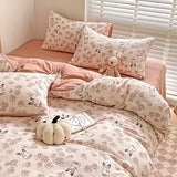 Cifeeo-2025 Spring Bedding Set Cute Strawberry Duvet Cover Set Floral Style with Flat Sheet Pillowcase No filler Queen Double Girls Boys Home Decor Bed Linens