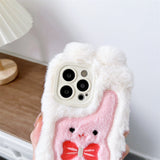 Cifeeo-gifts Plush Bow Long-Eared Rabbit Phone Case