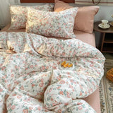 Cifeeo-2025 Spring Bedding Set Ins Pink Flowers Bedding Set Fashion Flat Sheet Duvet Cover No Filling Pillowcase Twin Full Queen Nordic Boy Girl Bed Linen