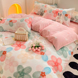 Cifeeo-2025 Spring Bedding Set Flowers Rabbit Bedding Set Ins No Filler Single Queen Size Duvet Cover Flat Sheet Pillowcase Girls Boys New Comforter Duvet