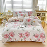 Cifeeo-2025 Spring Bedding Set Ins Simple Bedding Set No Filler New Floral Duvet Cover Pillowcase Flat Sheet Skin-friendly Pink Green Home Comforter Cover