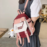 Cifeeo-back to school gifts Mini Women's Backpack Small Girls' Contrasting Color School Bag Waterproof Nylon Fabric Japanese Casual Girl Schoolbag Female