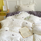 Cifeeo-2025 Spring Bedding Set French Ins Bedding Set No Filler Korean Floral Ruffles Single Double Queen Size Duvet Cover Sheet Pillowcase Home Textile